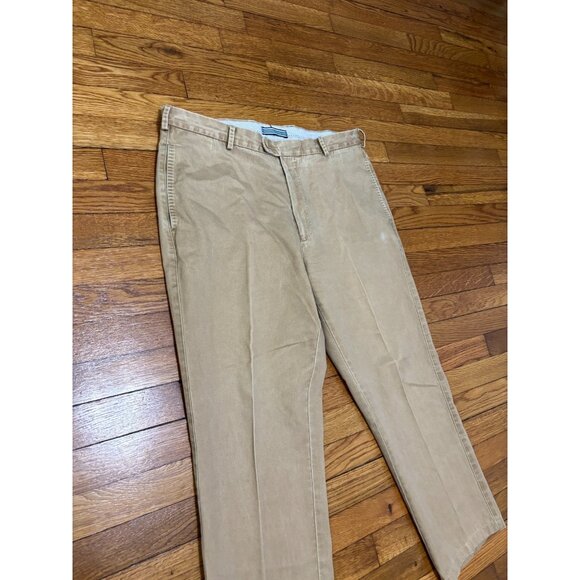 Peter Millar Mens Chino Khaki Pants Sz 36x26 Beige Pima Cotton Twill Flat Front - Picture 2 of 8